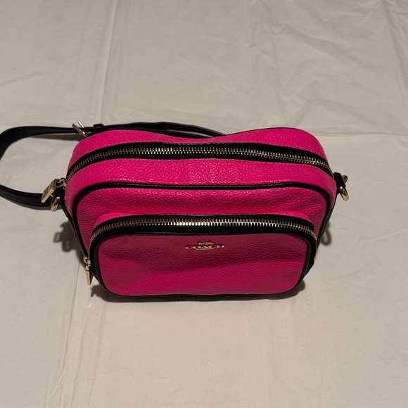 Coach Hot Pink and Black Leather Women's Crossbody Bag - Picture 3 of 9